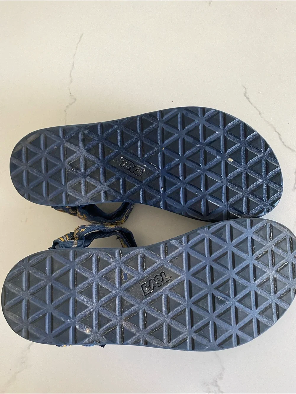 Teva Navy Blue Sandals with Yellow Sun & Moon Pattern size 7 EU 38